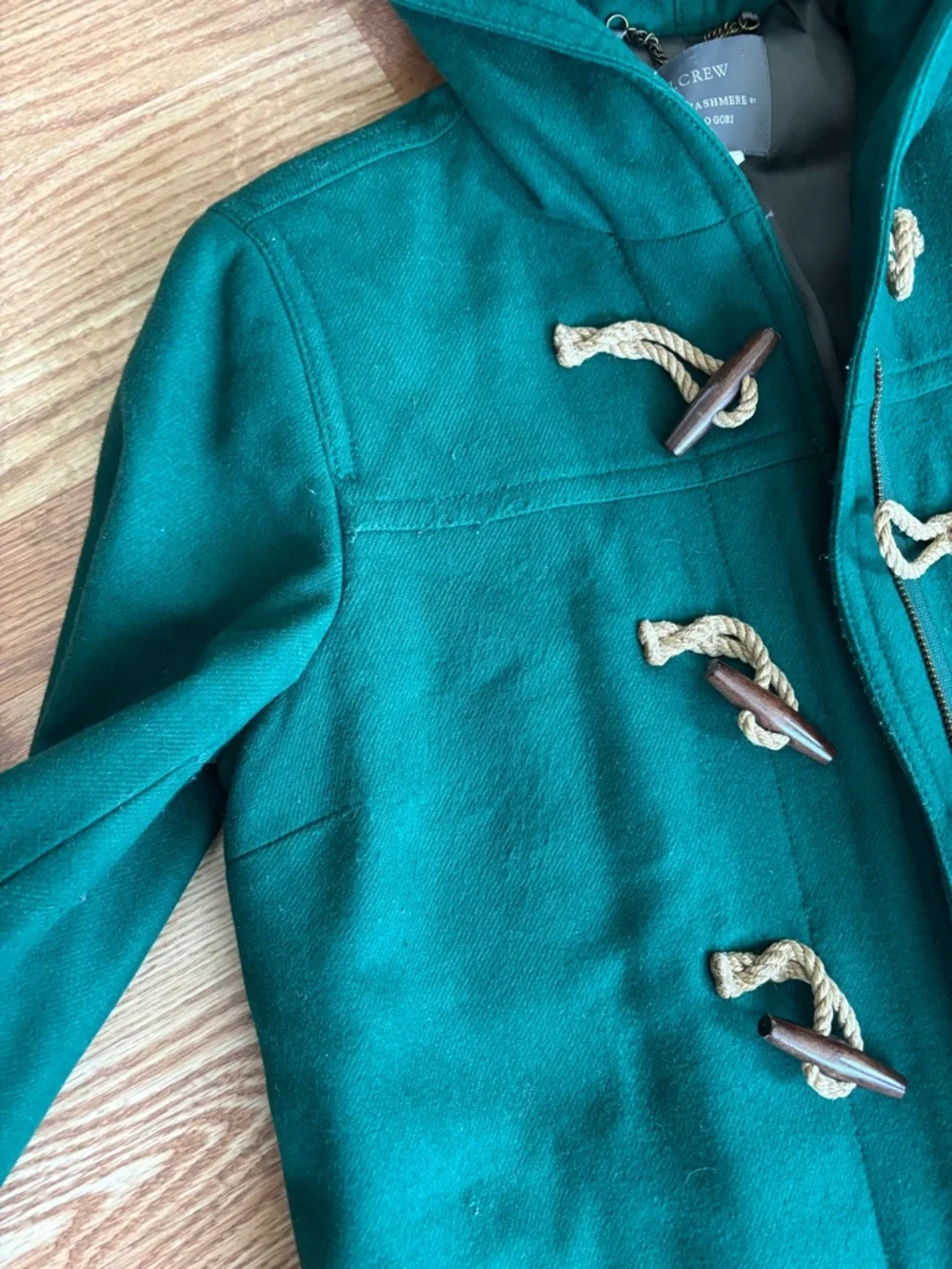 J.Crew Wool Cashmere Toggle Coat – Emerald Green – Size 6 - Picture 4 of 11
